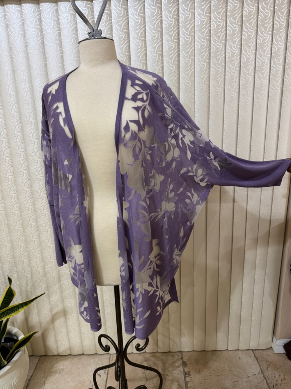 Lightweight Purple Floral Kimono Cover-Up